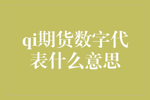 qi期货数字代表什么意思